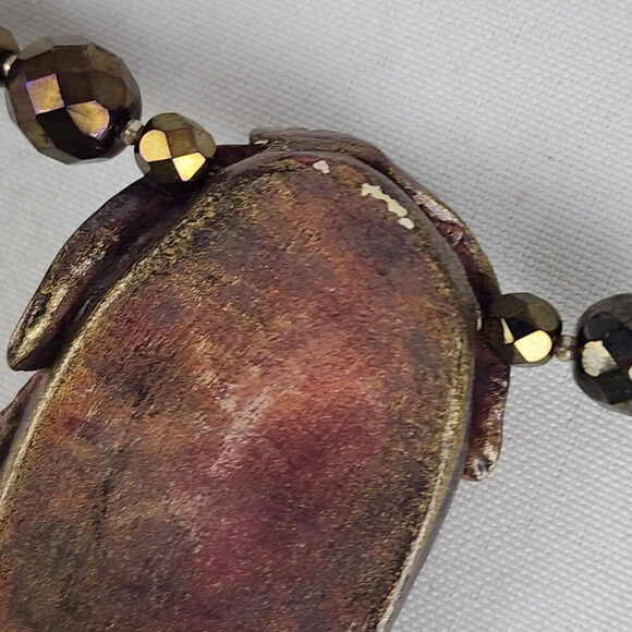 Handmade Brown Metallic Clay Pendant Necklace - Picture 8 of 10